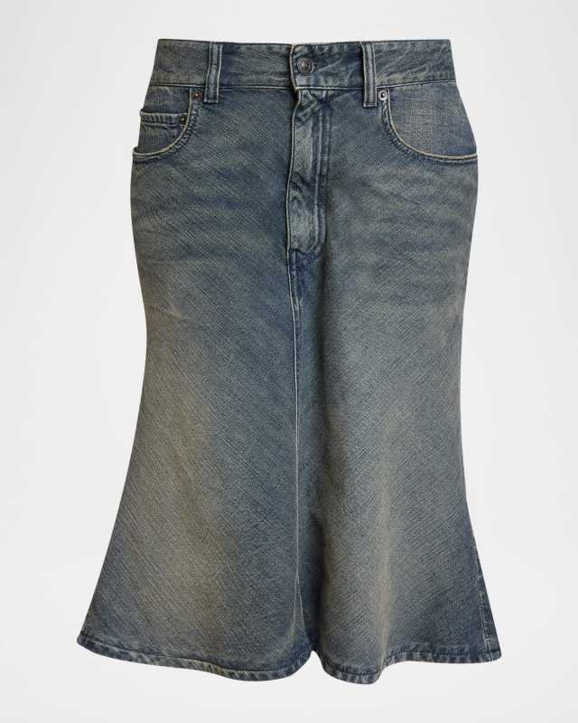 Denim Midi Trumpet Skirt